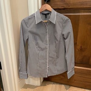 WHBM Striped grey/white long sleeve Top Sz 2 NWT